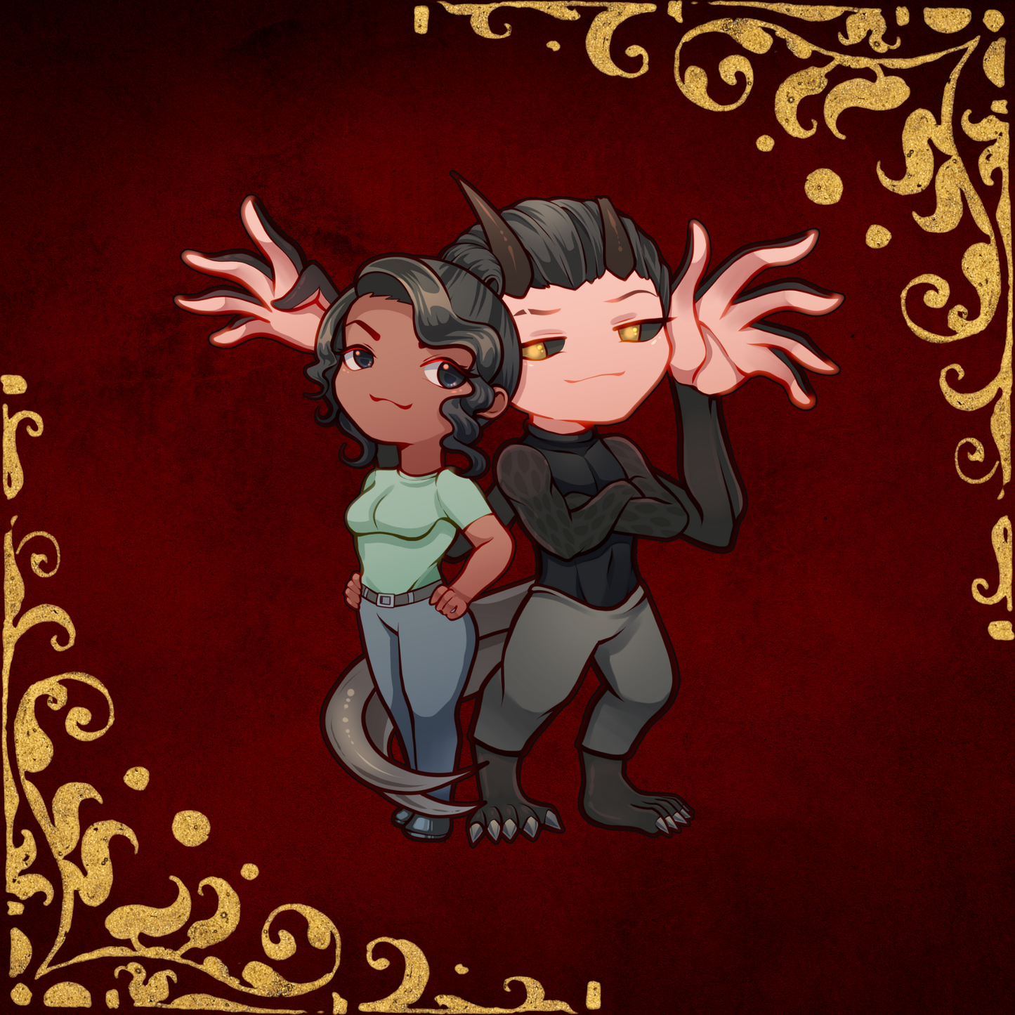 Monsters of Faery couple chibi stickers